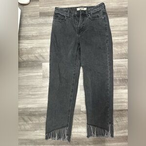 Stylish Black Denim Jeans with rhinestone fringe
